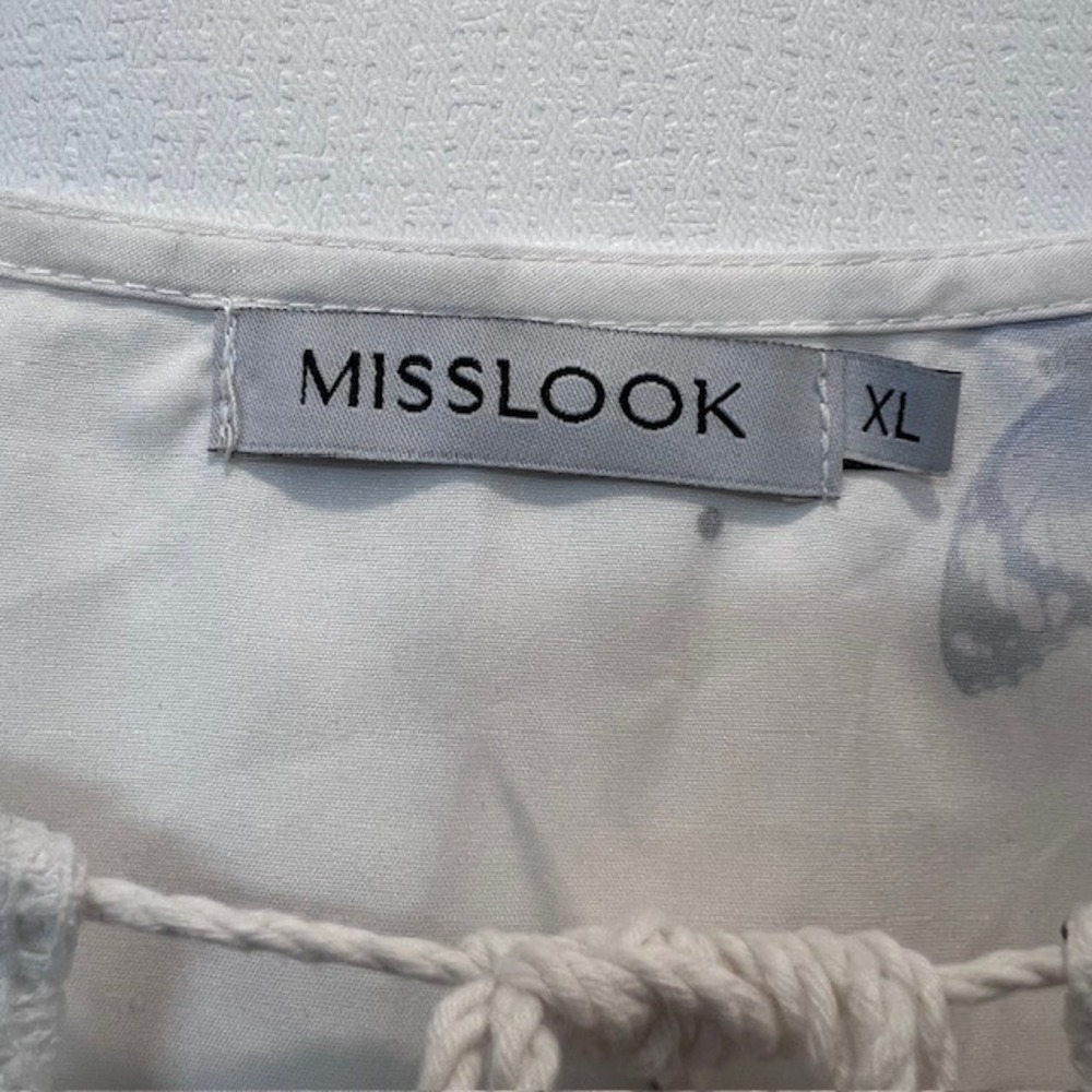 MISSLOOK Butterfly Crochet Lace Blouse Womens Size XL White Cotton Blend - Picture 7 of 7